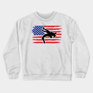 Wrestling USA American Flag Vintage Patriotic Crewneck Sweatshirt